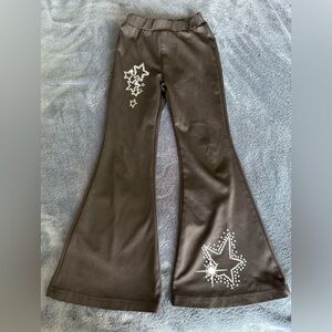 Wide leg black pants with white stars polyester size 7/8T for little girls